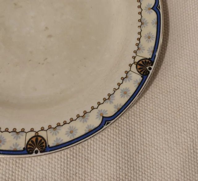 Par de Pratos de Sobremesa 20,5cm Antigo Floral Azul com Dourado - Foto 3