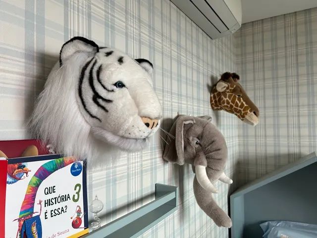 1 Cabeça de Pelúcia de Parede Tigre Branco Albert Wild & Soft