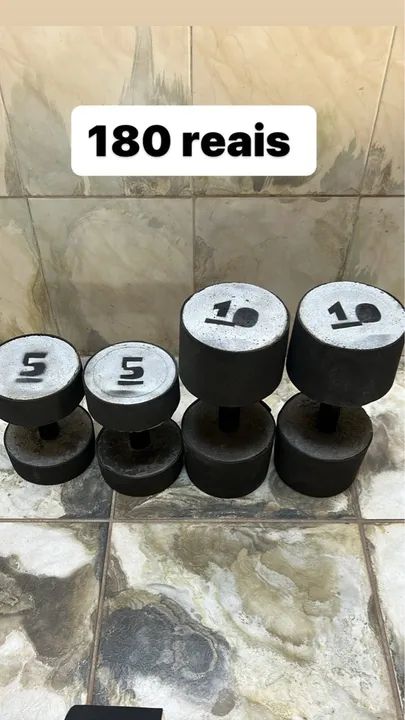 Treine na sua casa com pesos de concreto , halter e barra - Foto 2