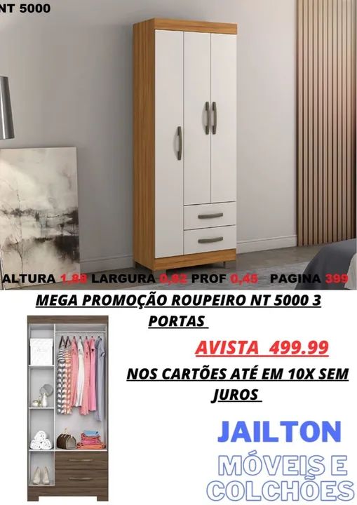 PROMOÇÃO DE GUARDA ROUPA SOLTEIRO TEMOS APARTI DE  - Foto 5
