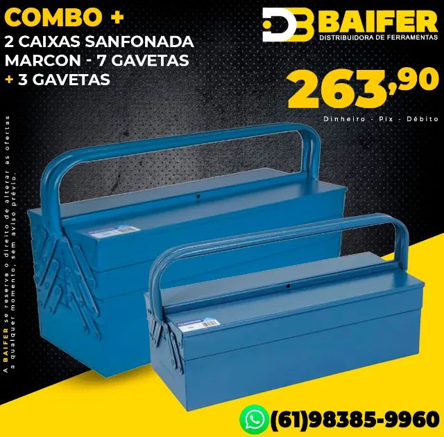 Combo 2 Caixas Sanfonada Marcon 7 Gavetas e 3 Gavetas