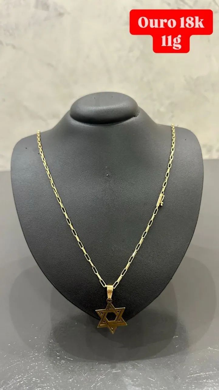 Cordao e pingente ouro 18k cordao cartier 70 cm e pingente Estrela de davi 11 gramas