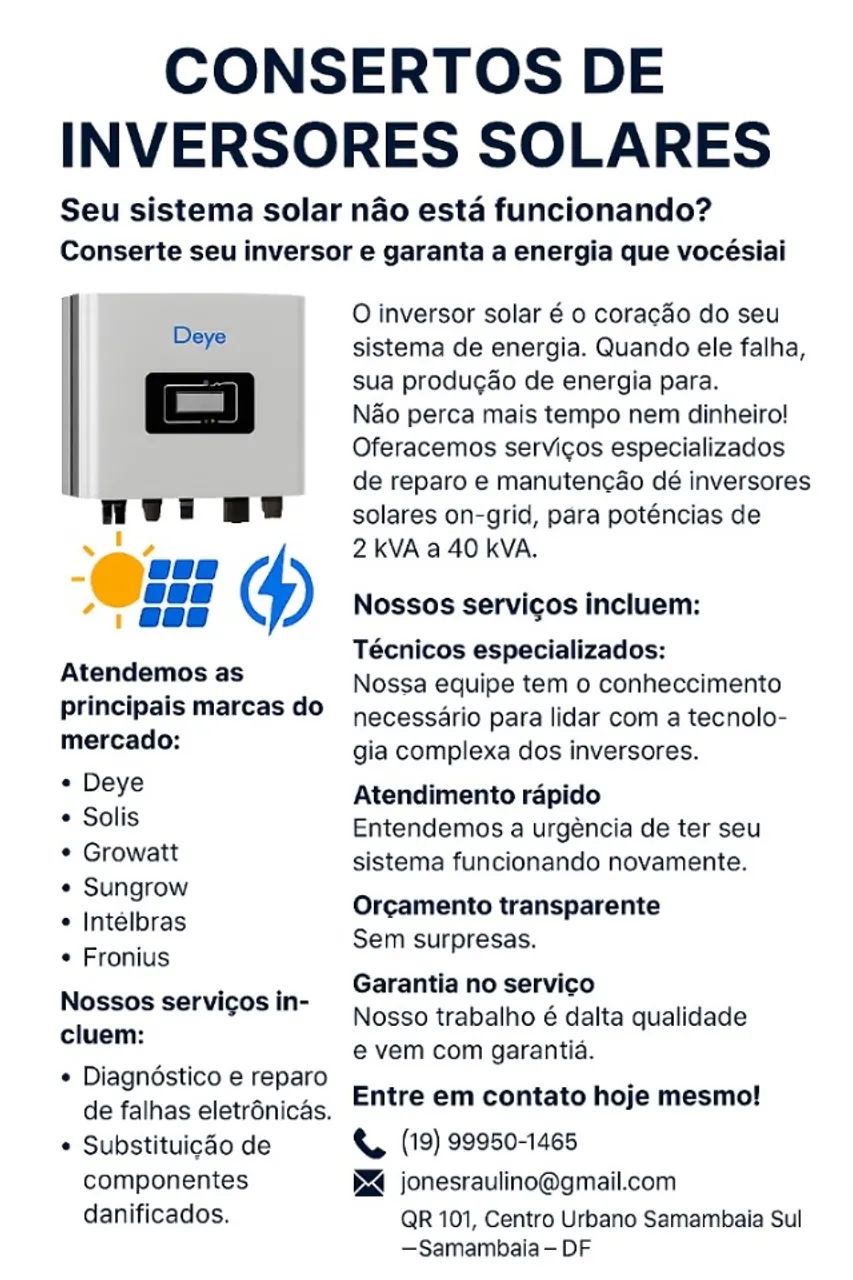 Conserto  e compra de inversor solar ongrid, mucroinversor, ..