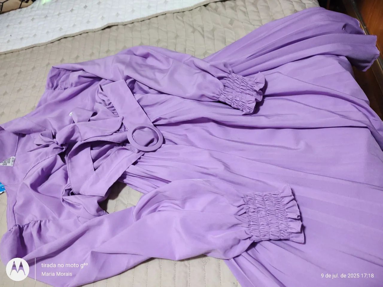 Vestido vintage lilás com cinto - Foto 4