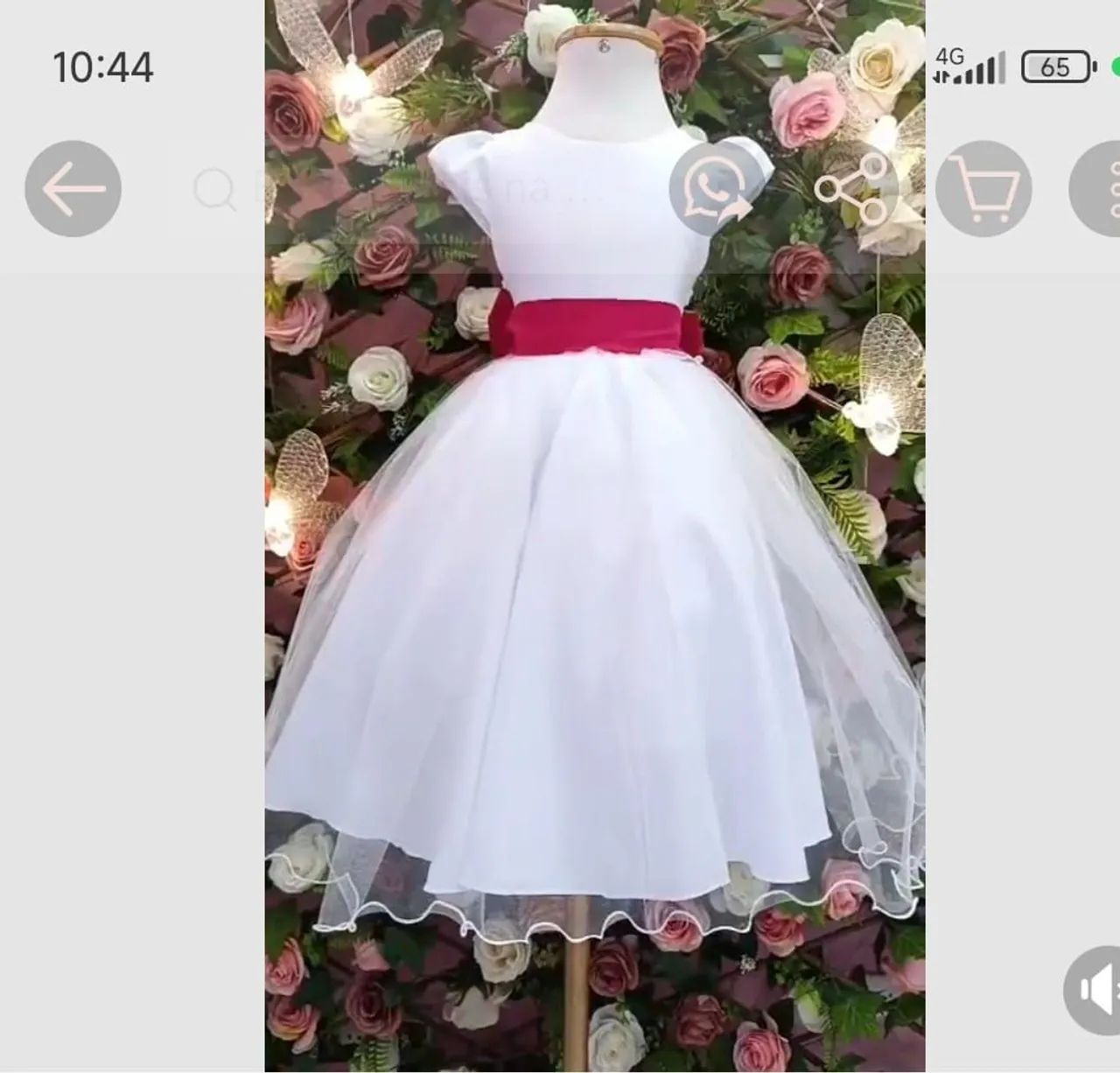 Vestido Infantil Branco com Faixa Pink