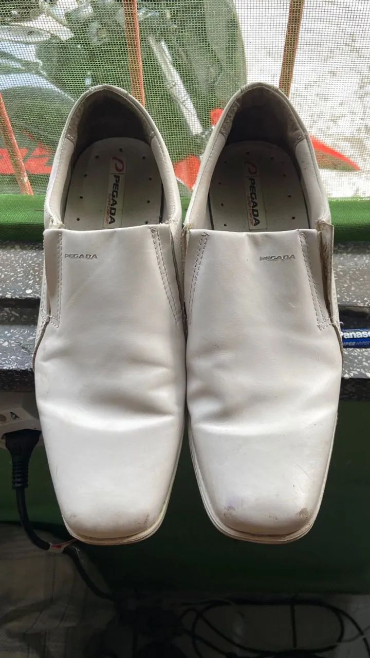 Sapato Social Branco Pegada Esporte Fino Couro Masculino 5050 n°41