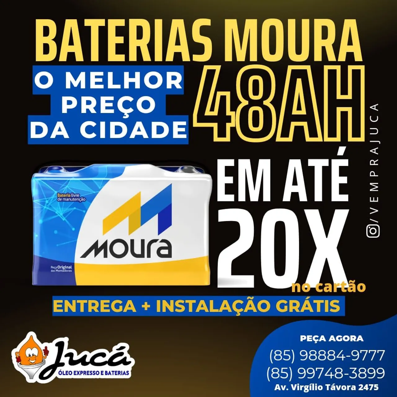 Bateria Moura 48AH com Entrega e Instalação Grátis