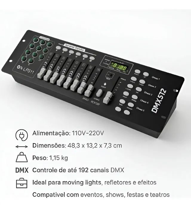 Mesa De Controle Iluminação Dmx512 Efeitos Shows Palco Dj - Foto 3