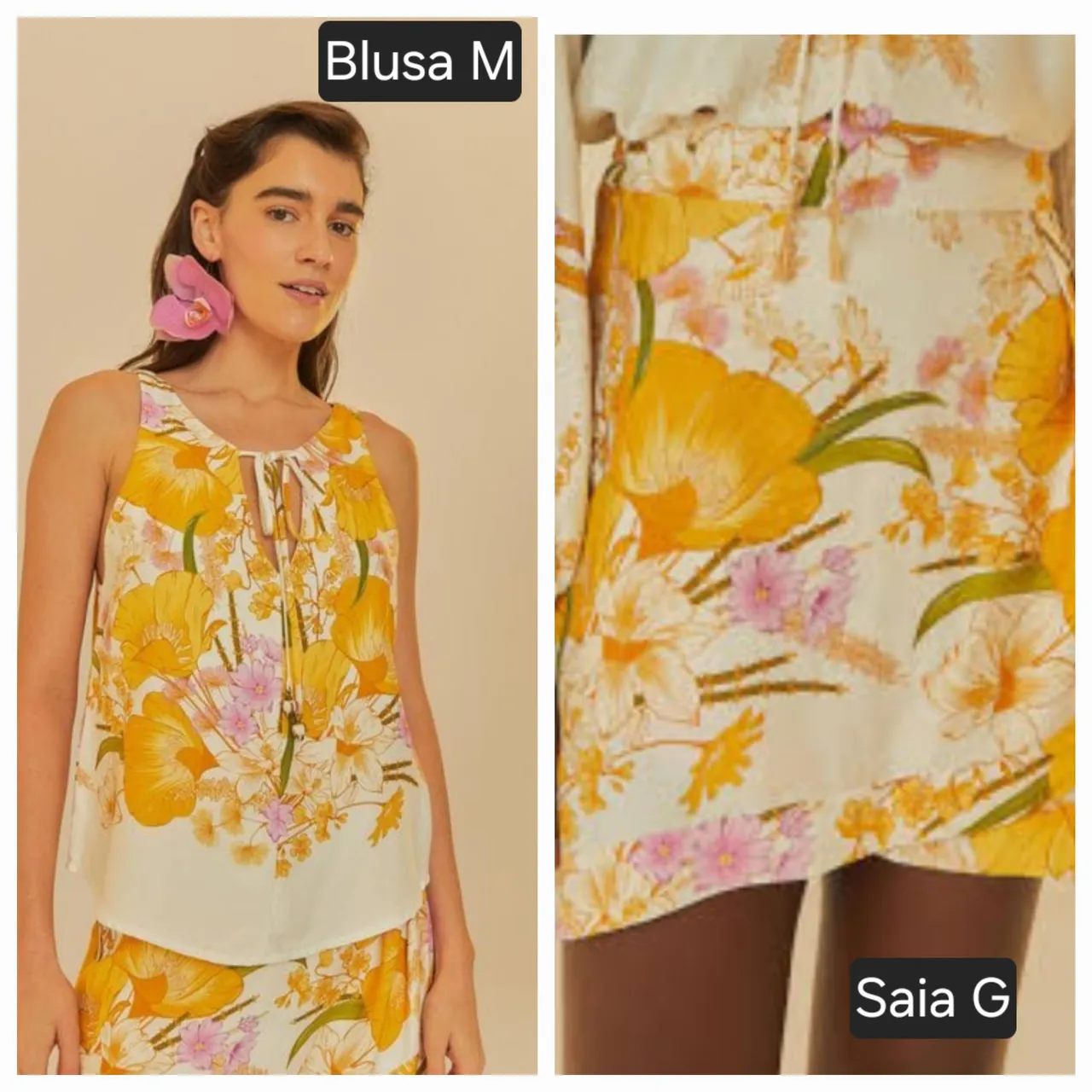 Conjunto Floral Blusa M e Saia G