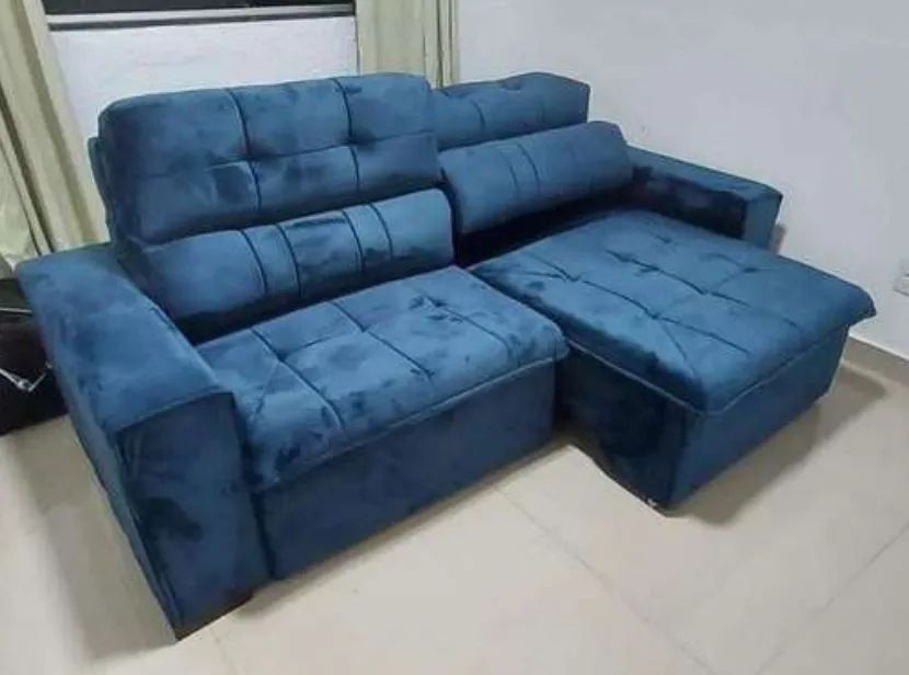 Sofá retrátil reclinável 2,30 azul 