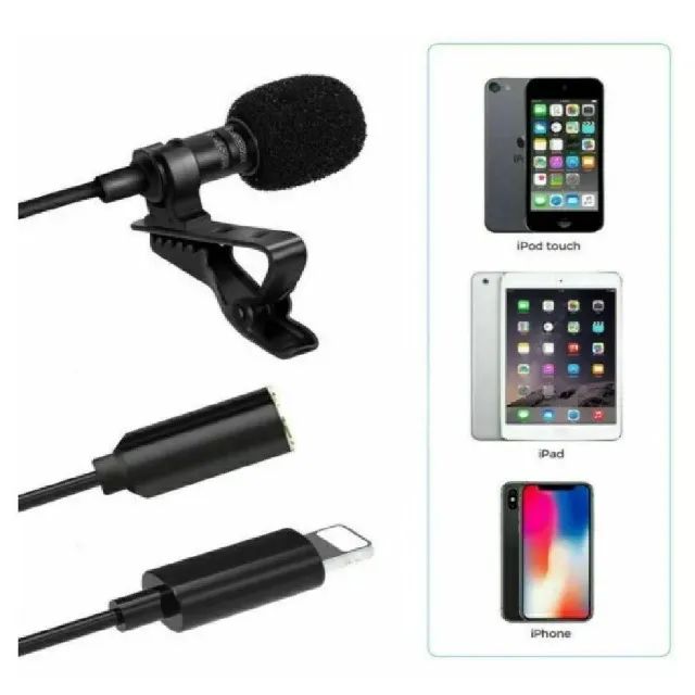 Microfone Lapela Com fio Para iPhone Profissional Conector Lightning - Foto 3