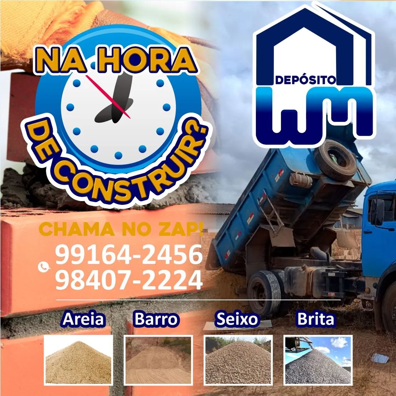 Areia, Brita, Seixo e Barro - Entrega rápida!