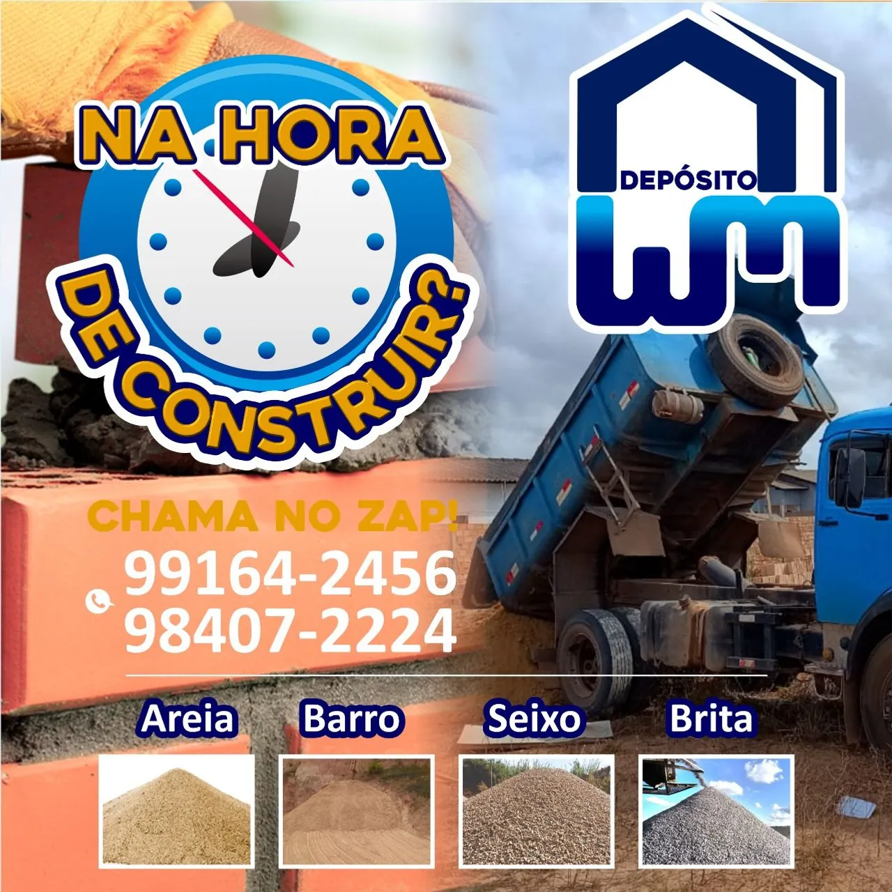 Areia, Brita, Seixo e Barro - Entrega rápida!