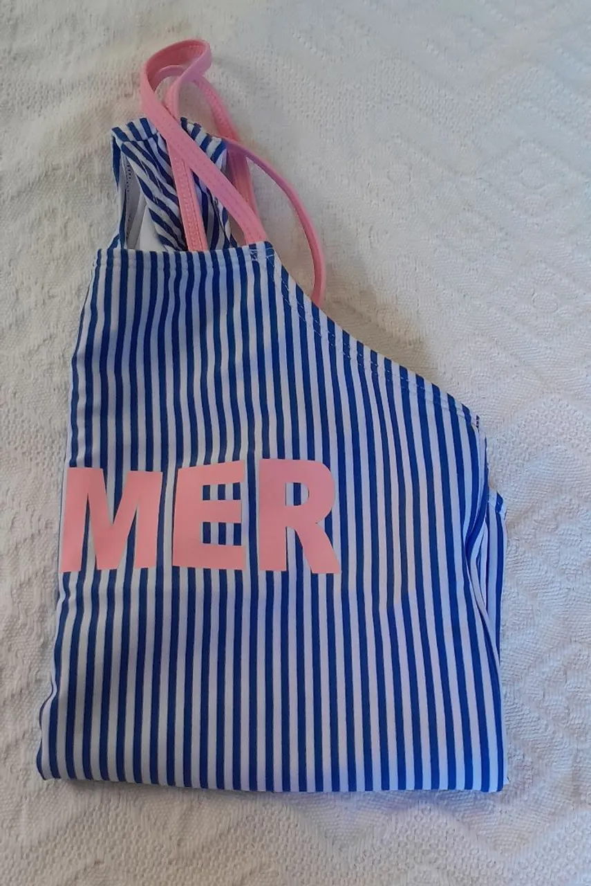 Body de Praia Listrado Azul e Rosa - MER