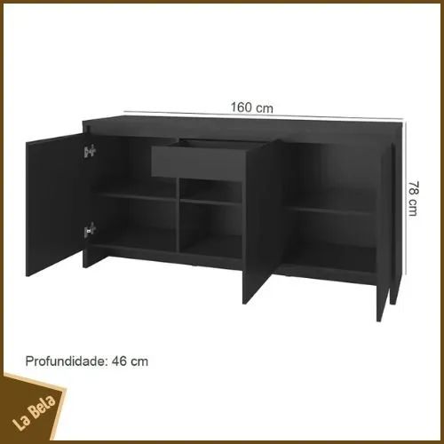 Buffet Preto Moderno 100% MDF NOVO - Foto 4
