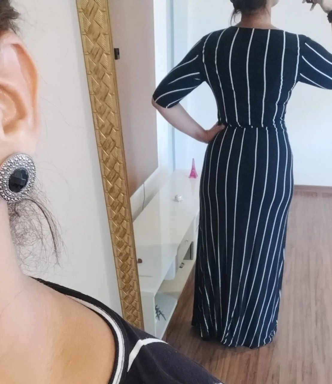 Vestido listrado preto e branco - Foto 3