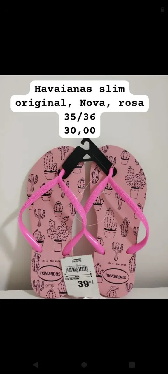 Havaianas Slim Original, Nova, Rosa 35/36