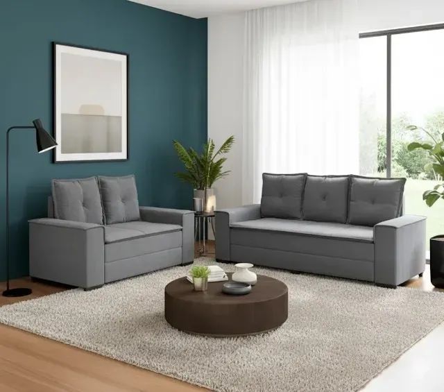 Sofá 2 e 3 lugares Barcelona Cinza (SUPER OFERTA)