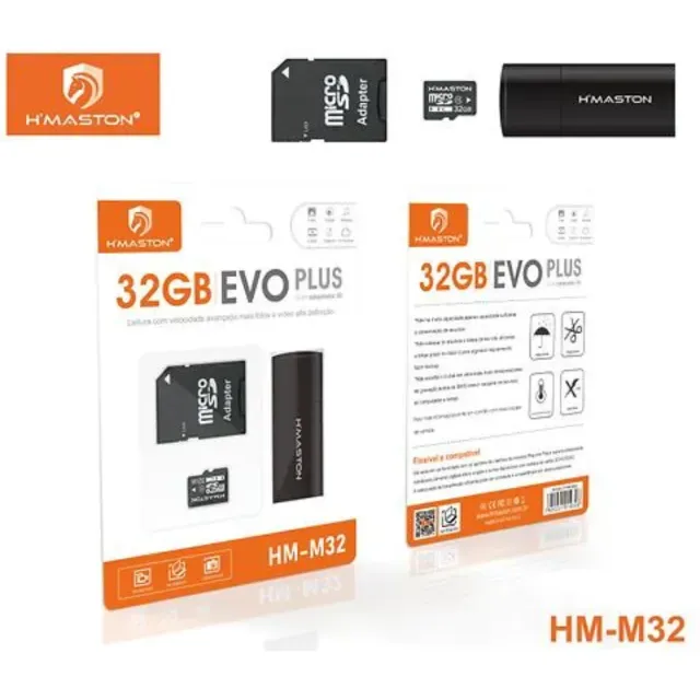 Cartão Memória Hmaston Evo Plus 32gb Micro Sd Com Adaptador Pendrive e Cartão H'masto
