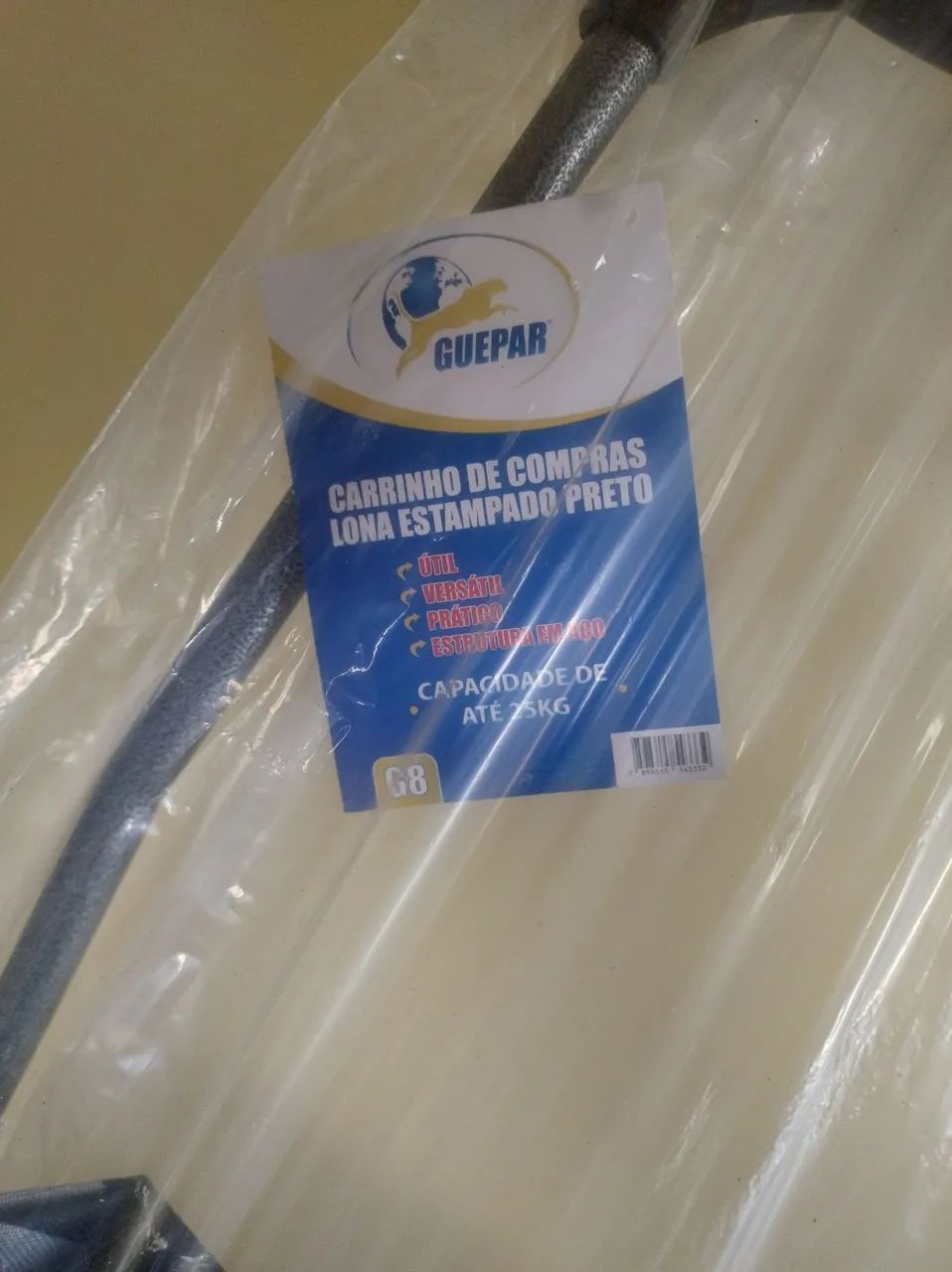 Carinho de compras de lona estampado preto  - Foto 2
