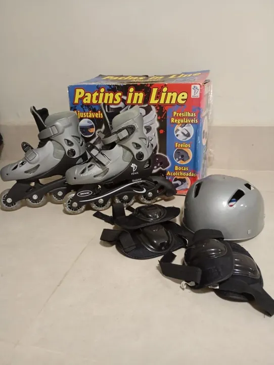 Patins in Line com kit de proteção