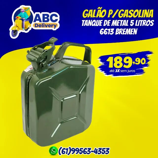 Galão Tanque De Metal 5 Litros Para Gasolina 6613 Bremen
