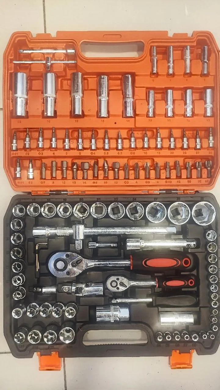 Chave catraca com 108 peças profissional com maleta 