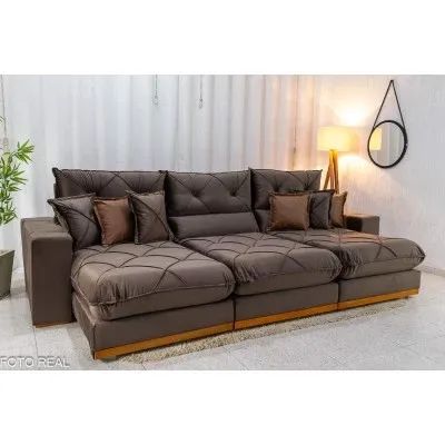 Sofá Retrátil Reclinável Bello 3.20m Molas Ensacadas rf876 - Foto 4