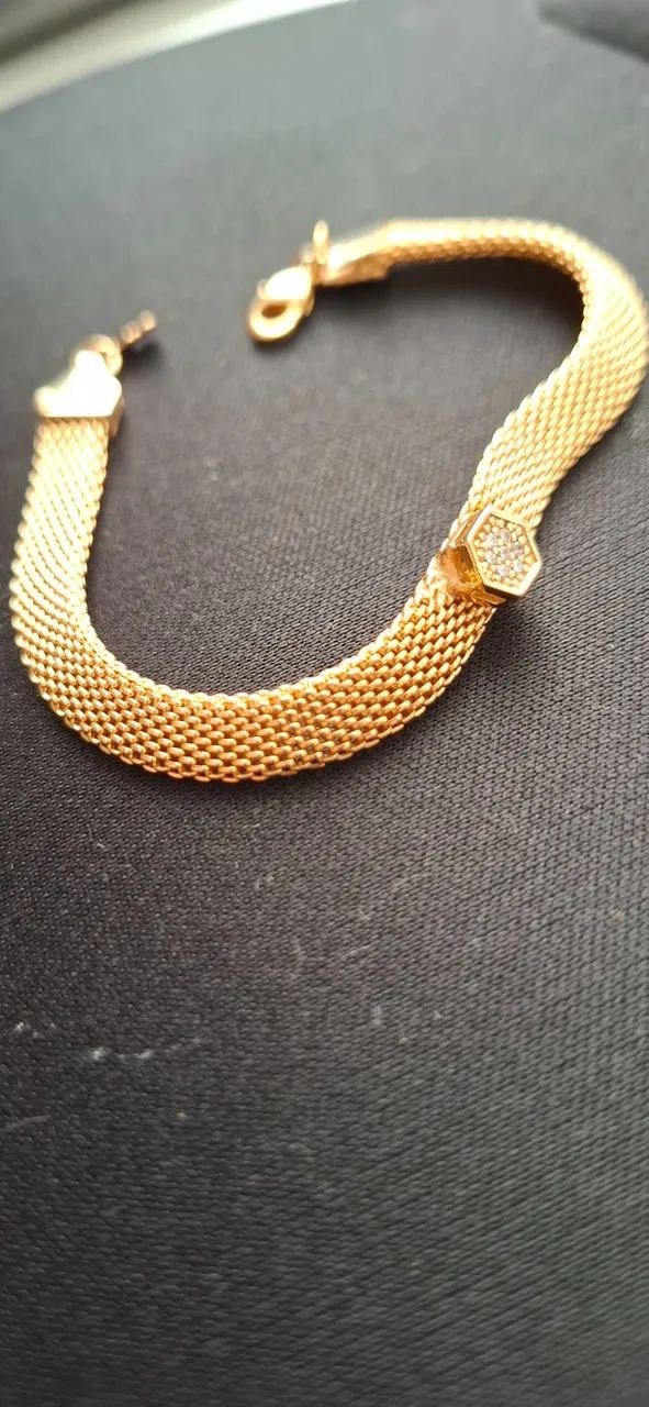 Pulseira Feminina em Malha Dourada - Foto 3