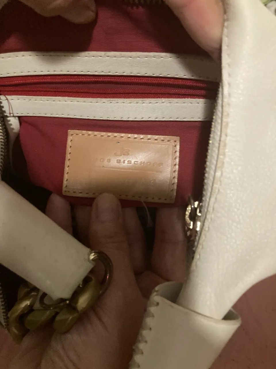 Bolsa Jorge Bischoff Original - Couro Branco com Alça de Corrente Dourada - Foto 3