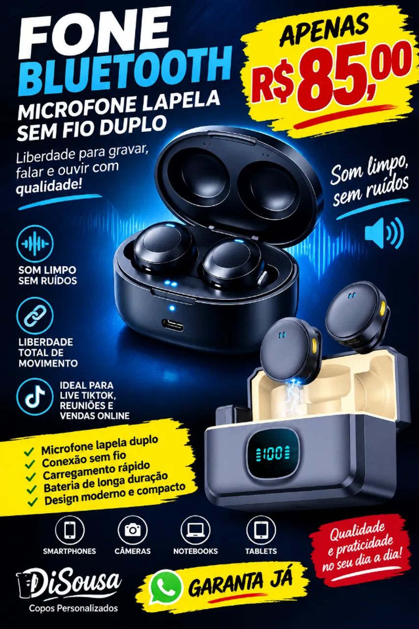 Microfone de Lapela sem fio - Foto 5