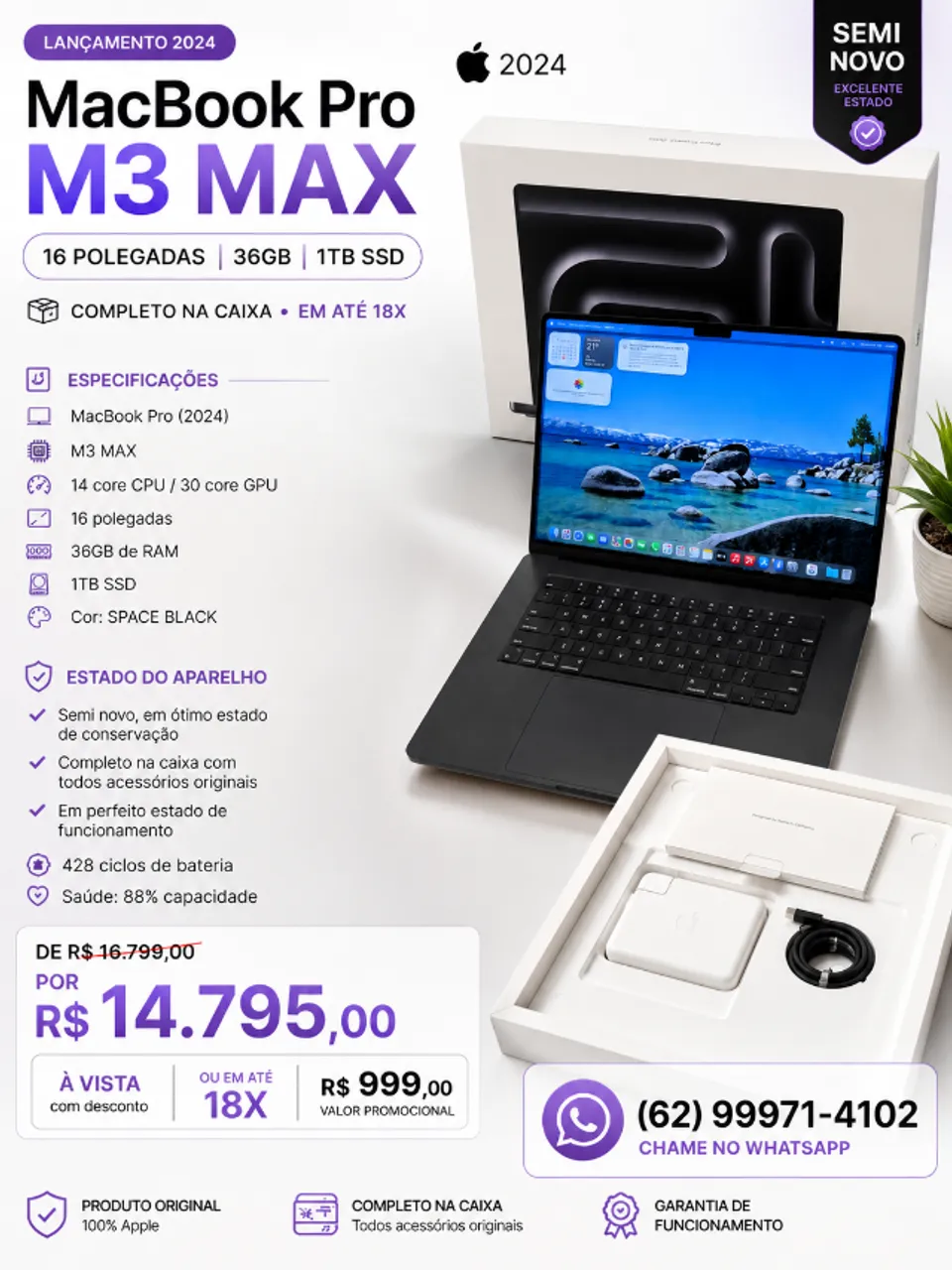 MACBOOK AIR 2020, 8 GB, 256 SSD, 13.3 POLEGADAS, TOUCH ID, CORE i3