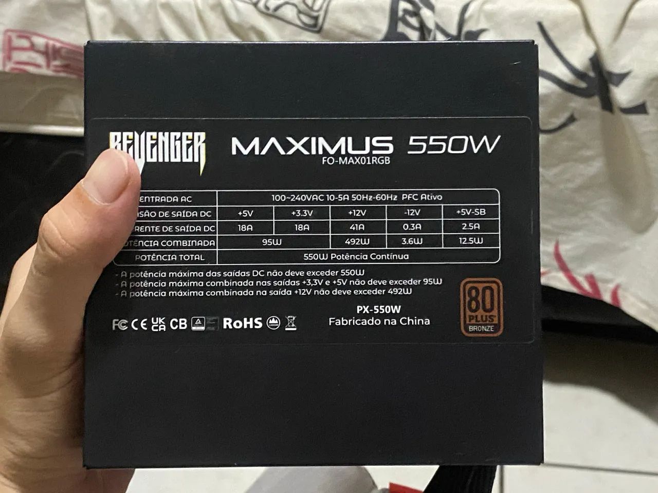 Fonte Real 550W Revenger Maximus RGB - 80 Plus Bronze - Foto 3