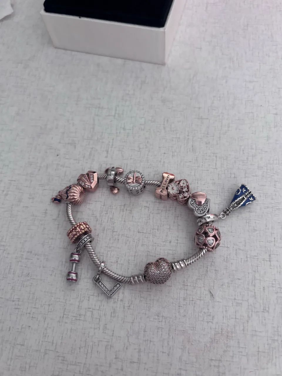 Pulseira Pandora Original Completa com 12 Charms + Caixa | Prata 925