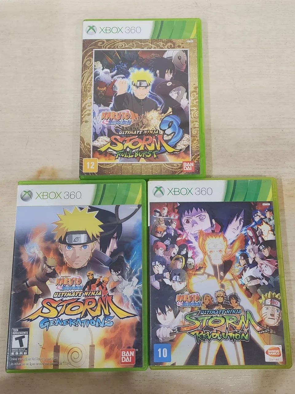 Kit Naruto Storm 3 Fullburst,Generations e Revolution de xbox 360