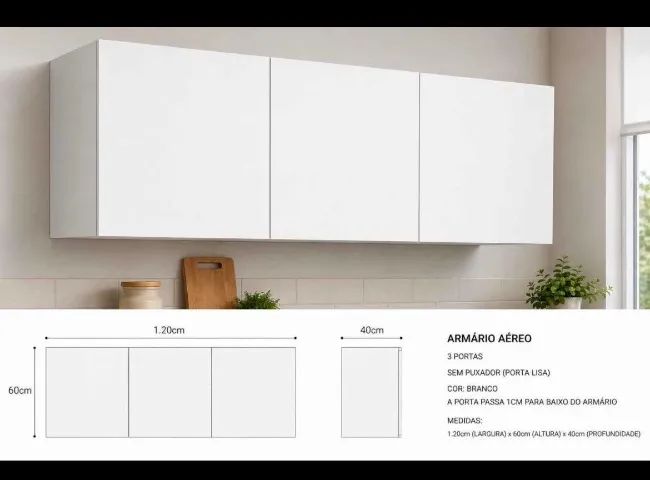 ARMÁRIO AÉREO MULTIUSO MDF NOVO  - Foto 3