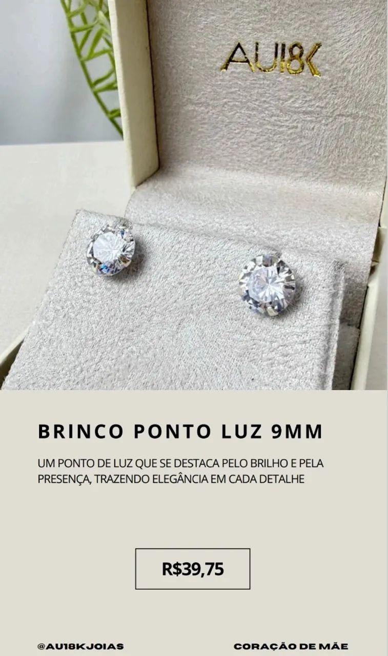 Brinco Ponto de Luz 9mm em Prata 925
