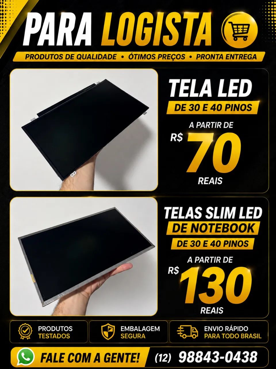 tela de notebook led - 14 polegadas - 30 e 40 pinos  - Foto 3