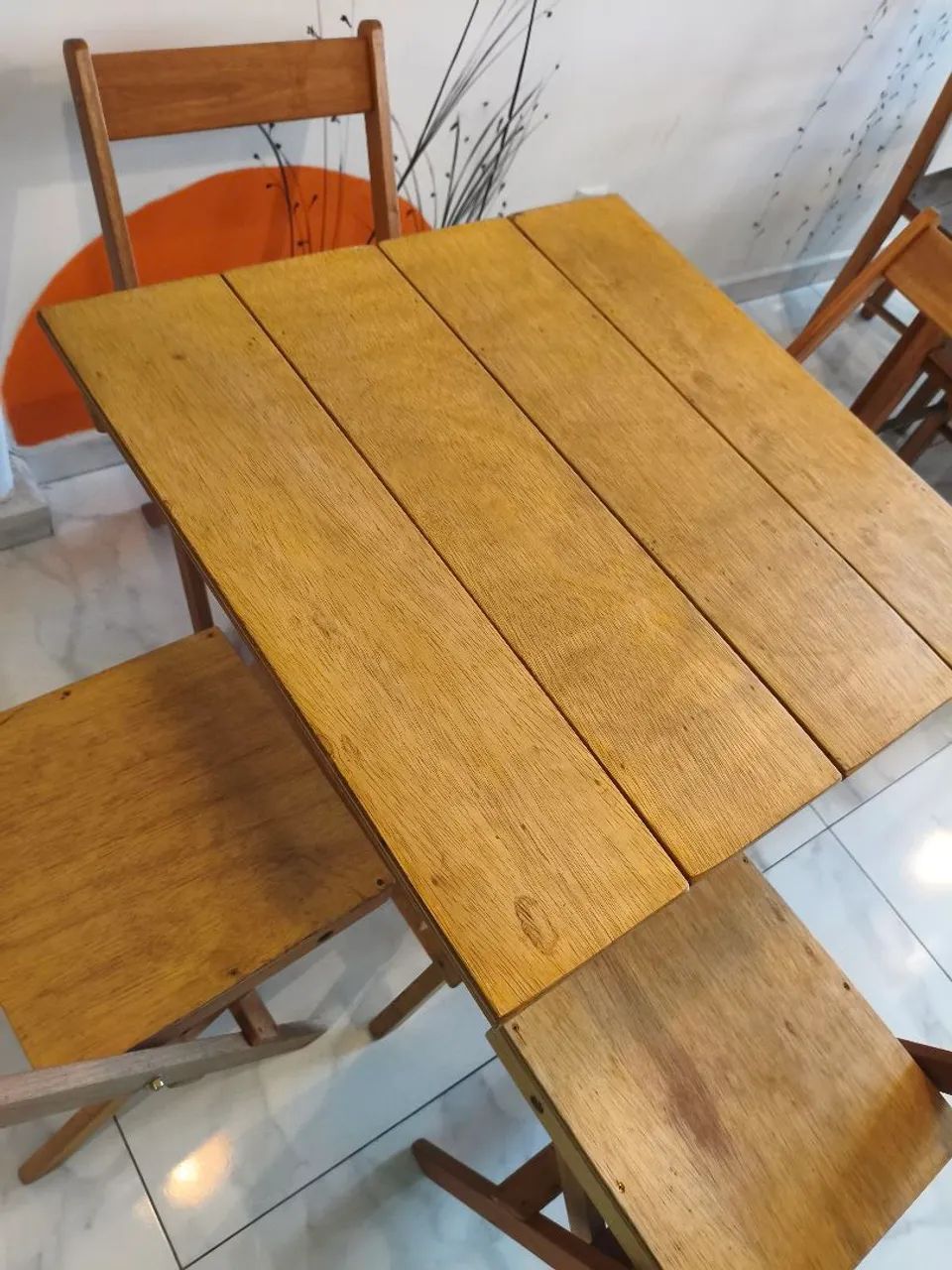 Jogo de mesa dobrável madeira - Foto 2