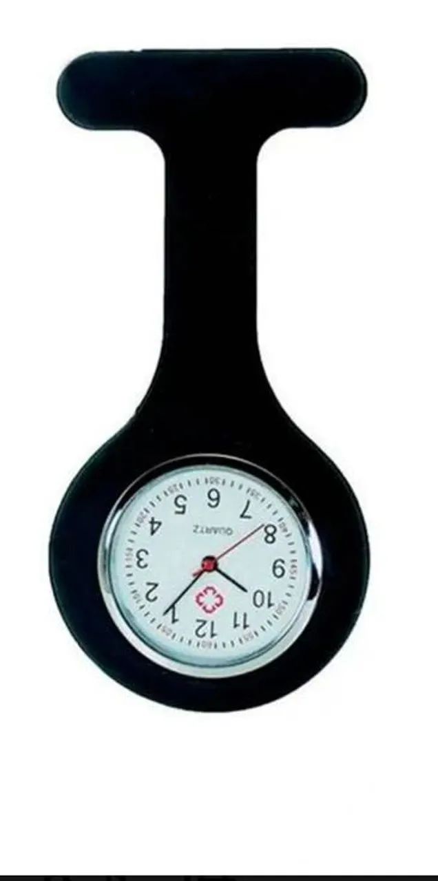 Relógio de lapela ou bolso de silicone preto.