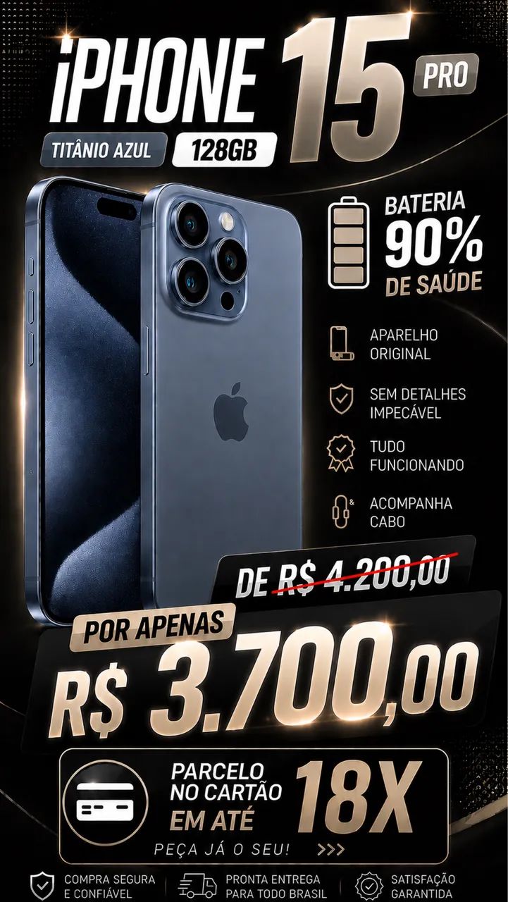 iPhone 15 Pro muito novo aceito troca e parcelo