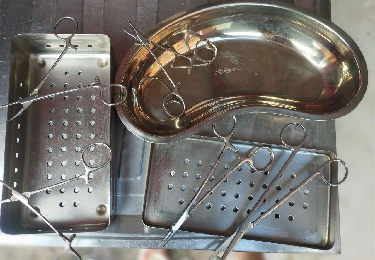 Pinça e caixa inox