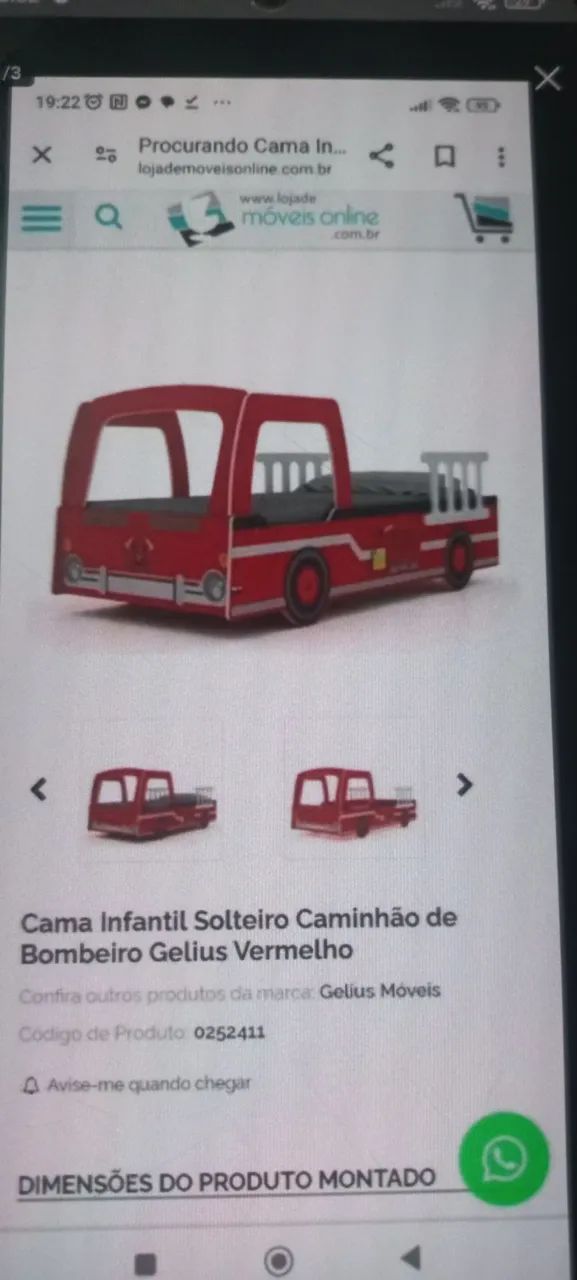 Vendo nova cama bombeiro MDF  menino cabe colchão  de solteiro 
