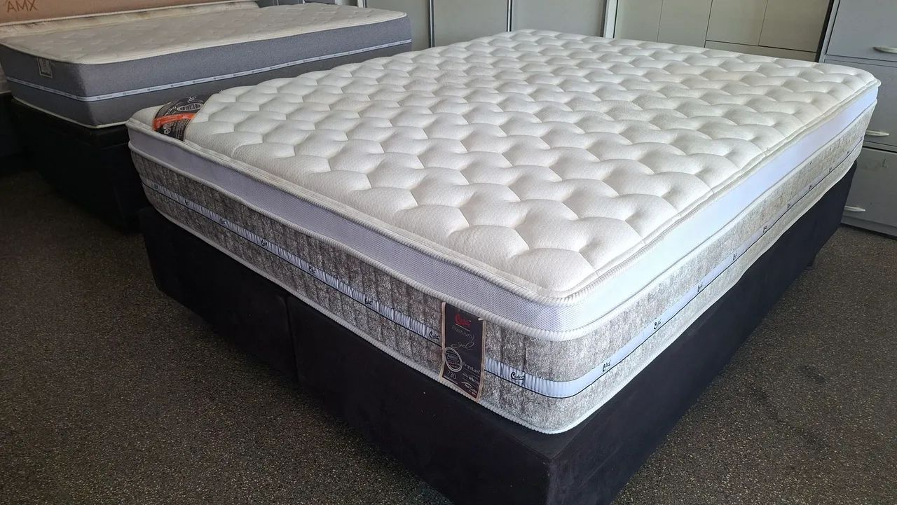 Cama box Queen size colchão castor molas ensacadas bambu  - Foto 4