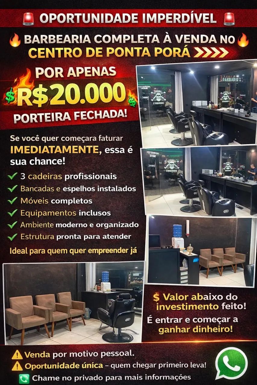 Vendo Barbearia no centro de ponta porã 