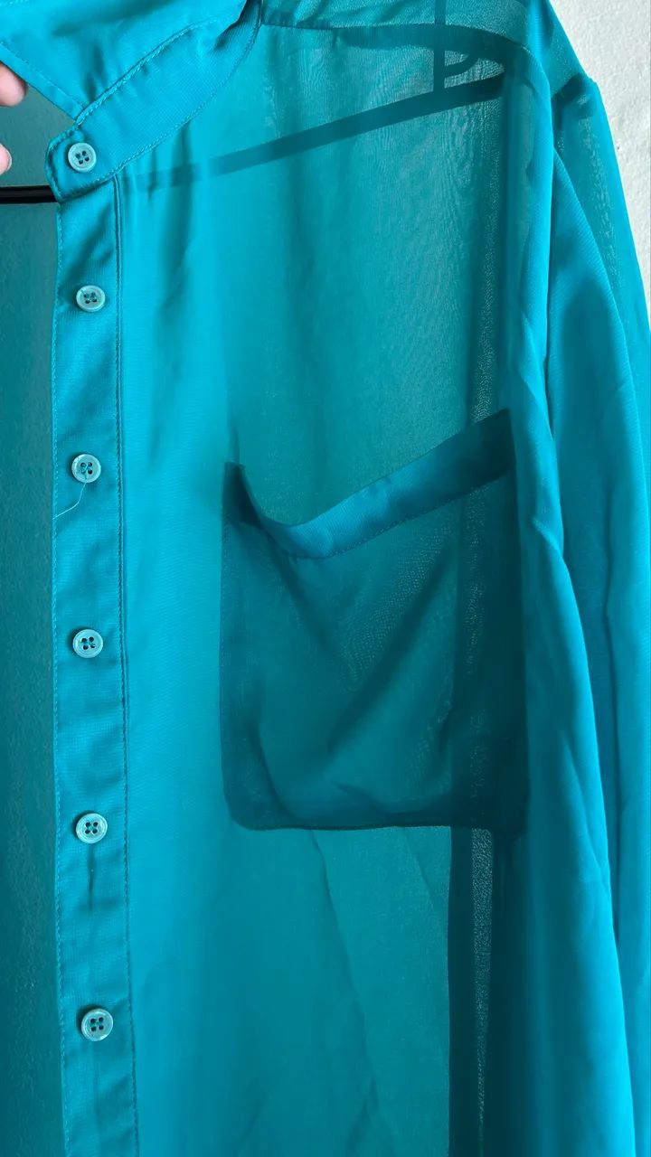 Blusa manga comprida verde - Foto 2