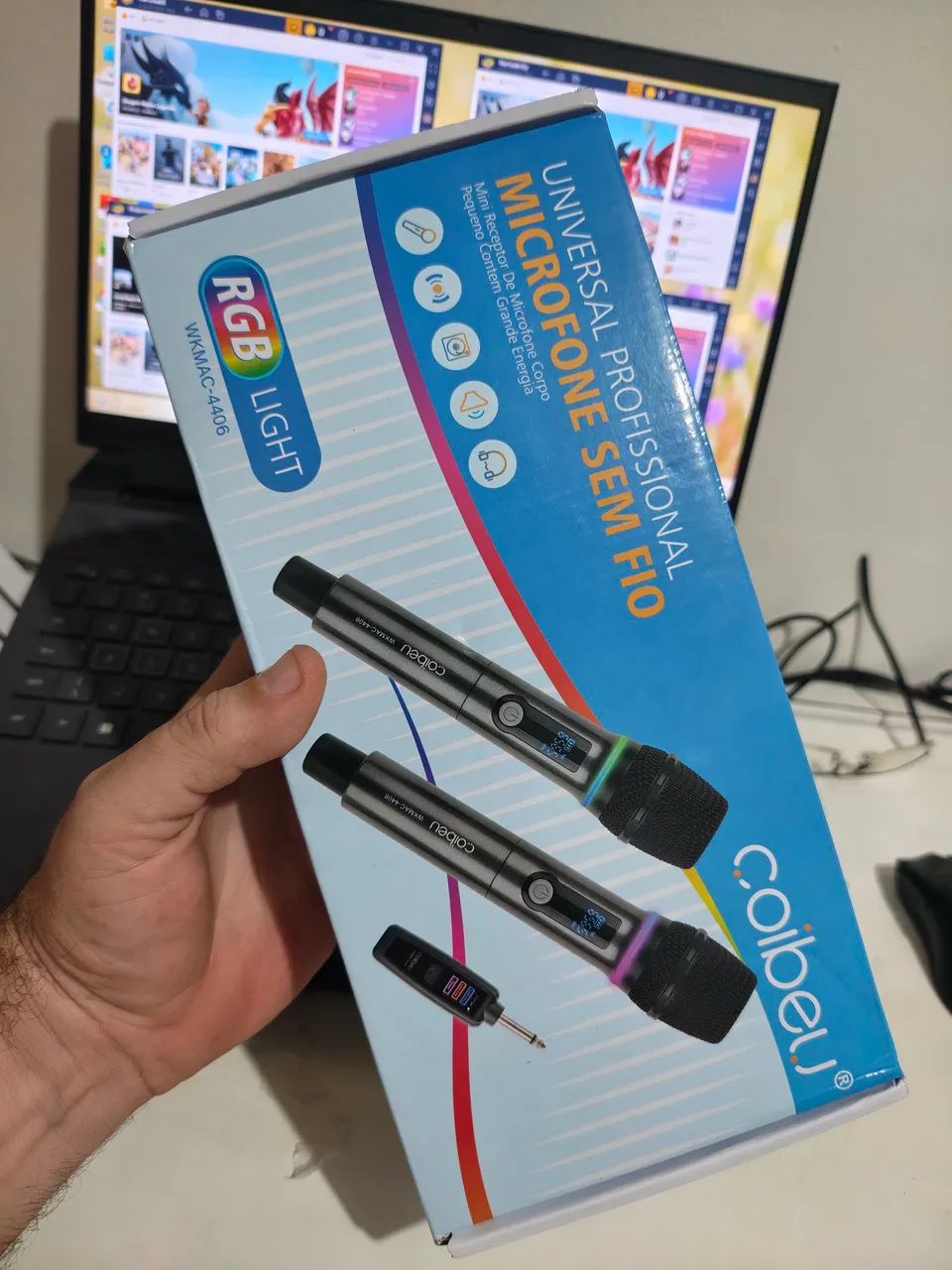 Microfone Duplo sem Fio. Recarregável. Ótima capitação de som.