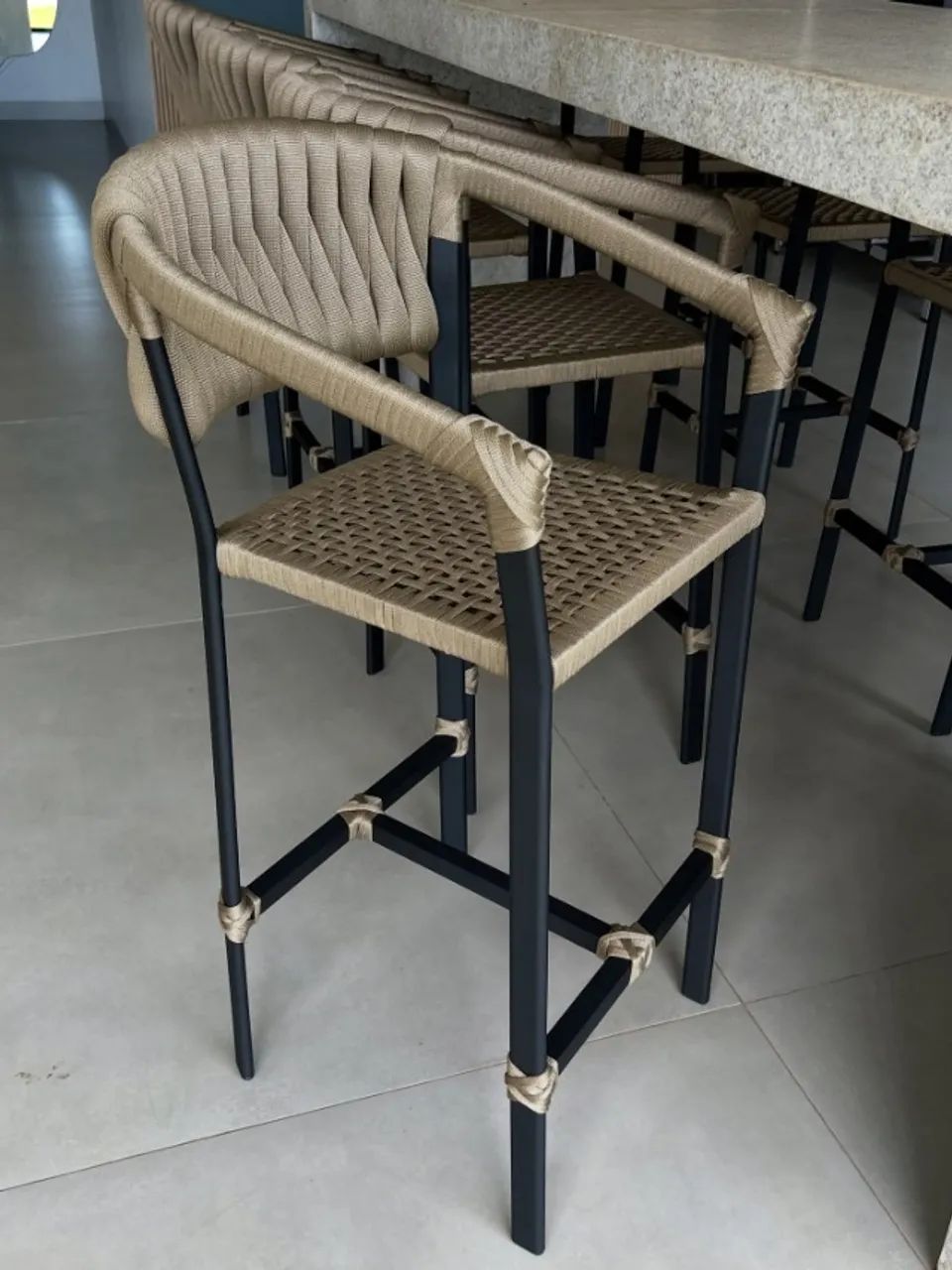 Banqueta em tricô náutico 