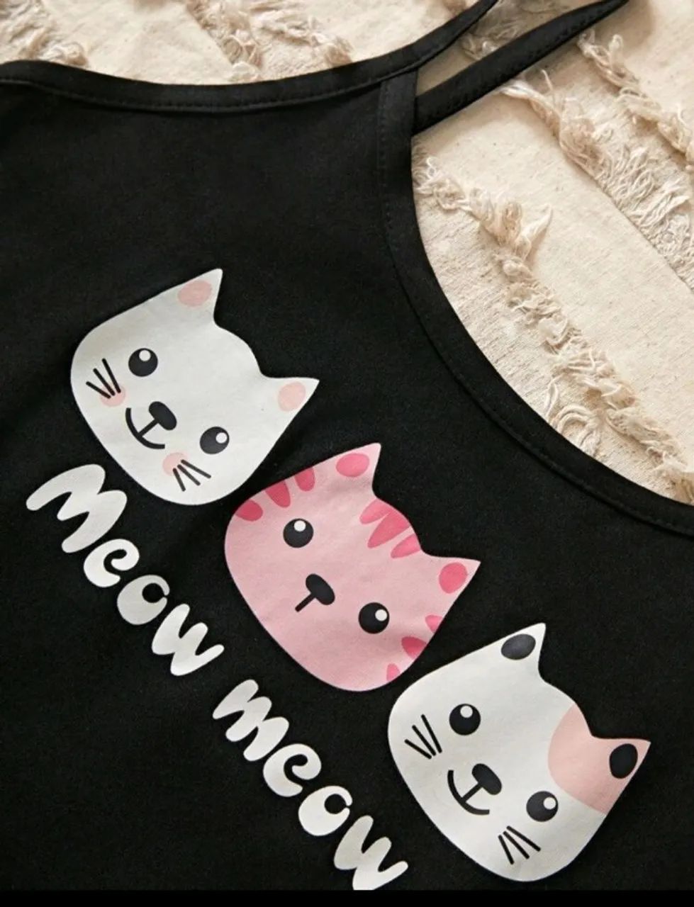 Pijama Gatinho com camiseta e calça - Foto 3