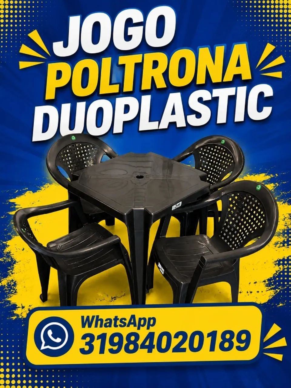 Mesa com 04 Poltronas testadas em 152kg.